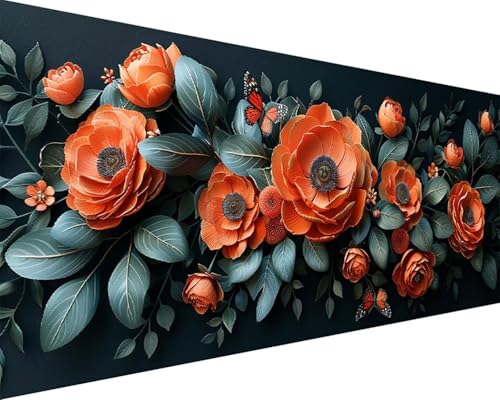 Malen Nach Zahlen Blume Malen Nach Zahlen Erwachsene Blume Paint by Numbers mit 3 Pinseln und Acrylfarben Handgemalt Ölgemälde Farbige Leinwand Set, Geschenke für Frauen, Zimmer Deko 30x60cm j3-55 von BAIYAACO