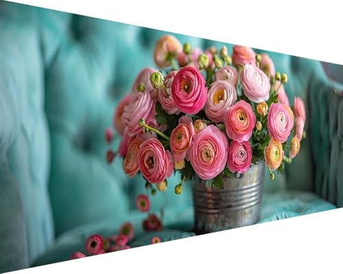 Malen Nach Zahlen Blume Malen Nach Zahlen Erwachsene Blume Paint by Numbers mit 3 Pinseln und Acrylfarben Handgemalt Ölgemälde Farbige Leinwand Set, Geschenke für Frauen, Zimmer Deko 40x80cm w3-124 von BAIYAACO