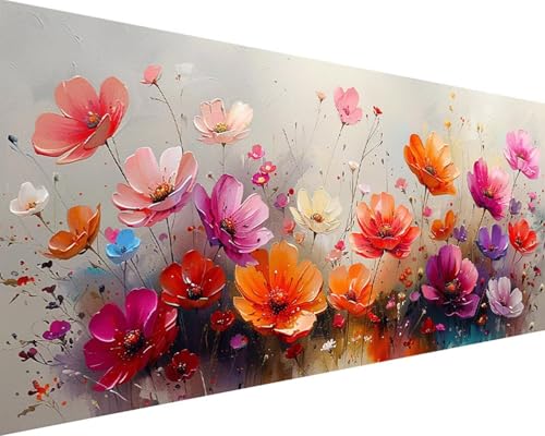Malen Nach Zahlen Blume Malen Nach Zahlen Erwachsene Blume Paint by Numbers mit 3 Pinseln und Acrylfarben Handgemalt Ölgemälde Farbige Leinwand Set, Geschenke für Frauen, Zimmer Deko 50x100cm h3-222 von BAIYAACO