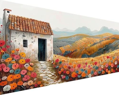 Malen Nach Zahlen Blume Malen Nach Zahlen Erwachsene Landschaft Paint by Numbers Kits mit 3 - Pinseln und Acrylfarben Handgemalt Ölgemälde Farbige Leinwand Set, Geschenke für Frauen 30x60cm t3-24L von BAIYAACO