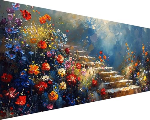 Malen Nach Zahlen Blume Malen Nach Zahlen Erwachsene Leiter Paint by Numbers mit 3 Pinseln und Acrylfarben Handgemalt Ölgemälde Farbige Leinwand Set, Geschenke für Frauen, Zimmer Deko 30x60cm m3-97 von BAIYAACO