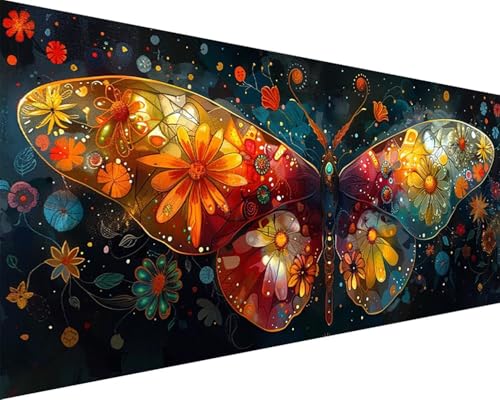 Malen Nach Zahlen Blume Malen Nach Zahlen Erwachsene Schmetterling Paint by Numbers Kits mit 3 - Pinseln und Acrylfarben Handgemalt Ölgemälde Farbige Leinwand Set, Geschenke für Frauen 100x200cm o3-95 von BAIYAACO