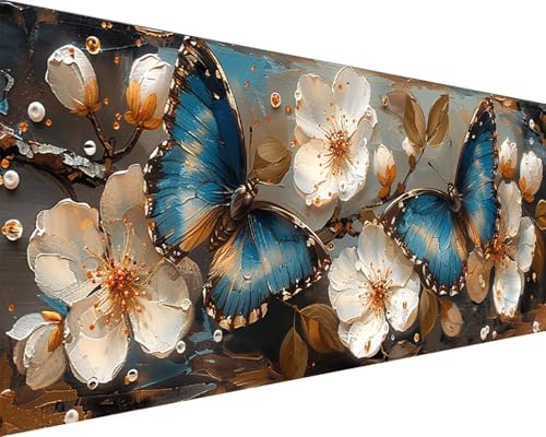 Malen Nach Zahlen Blume Malen Nach Zahlen Erwachsene Schmetterling Paint by Numbers Kits mit 3 - Pinseln und Acrylfarben Handgemalt Ölgemälde Farbige Leinwand Set, Geschenke für Frauen 50x100cm b3-5C von BAIYAACO