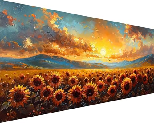 Malen Nach Zahlen Blume Malen Nach Zahlen Erwachsene Sonnenblume Paint by Numbers Kits mit 3 - Pinseln und Acrylfarben Handgemalt Ölgemälde Farbige Leinwand Set, Geschenke für Frauen 100x200cm q3-3H von BAIYAACO