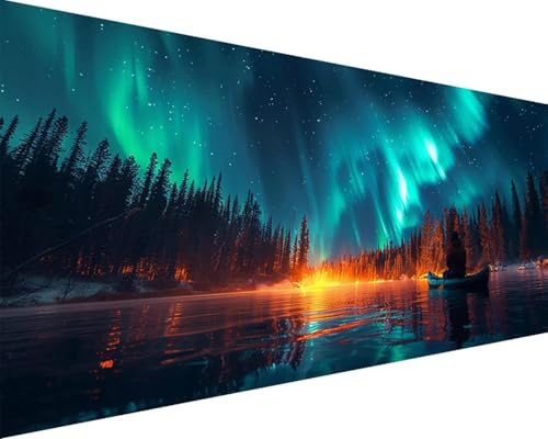 Malen Nach Zahlen Erwachsene Aurora Malen Nach Zahlen Landschaft Paint by Numbers Farbige Leinwand mit Pinselset Acrylfarben Kreativ Set für Kinder, Home Wand Deko Wohnzimmer Geschenke 100x200cm t4-98 von BAIYAACO