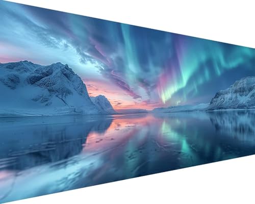 Malen Nach Zahlen Erwachsene Aurora Malen Nach Zahlen Landschaft Paint by Numbers Farbige Leinwand mit Pinselset Acrylfarben Kreativ Set für Kinder, Home Wand Deko Wohnzimmer Geschenke 80x160cm r4-167 von BAIYAACO