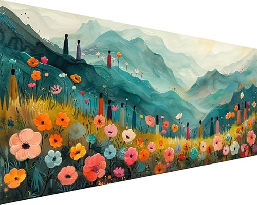 Malen Nach Zahlen Erwachsene Blume Malen Nach Zahlen Berg Paint by Numbers Farbige Leinwand mit Pinselset Acrylfarben Kreativ Set für Erwachsene, Home Wand Deko Wohnzimmer Geschenke 100x200cm u4-5A von BAIYAACO