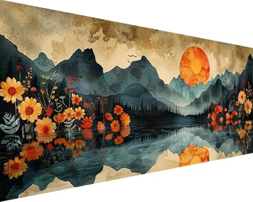 Malen Nach Zahlen Erwachsene Blume Malen Nach Zahlen Berg Paint by Numbers Farbige Leinwand mit Pinselset Acrylfarben Kreativ Set für Erwachsene, Home Wand Deko Wohnzimmer Geschenke 80x160cm l4-119 von BAIYAACO