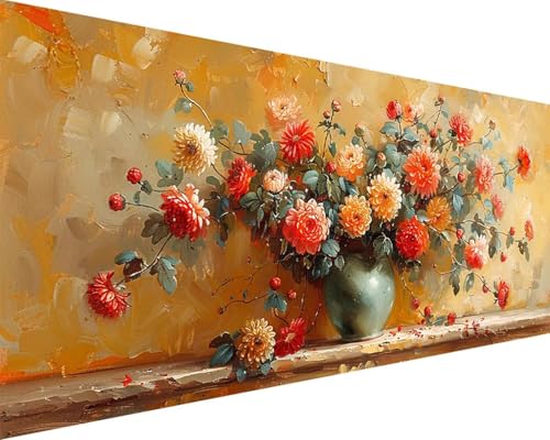 Malen Nach Zahlen Erwachsene Blume Malen Nach Zahlen Blume Paint by Numbers Farbige Leinwand mit Pinselset Acrylfarben Kreativ Set für Erwachsene, Home Wand Deko Wohnzimmer Geschenke 100x200cm a4-183 von BAIYAACO