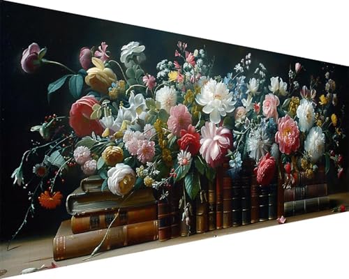 Malen Nach Zahlen Erwachsene Blume Malen Nach Zahlen Blume Paint by Numbers Farbige Leinwand mit Pinselset Acrylfarben Kreativ Set für Erwachsene, Home Wand Deko Wohnzimmer Geschenke 100x200cm v4-8M von BAIYAACO
