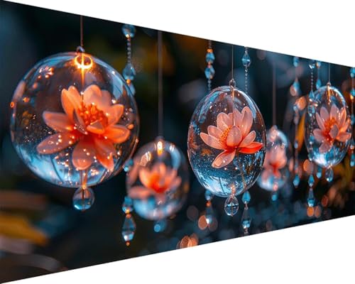 Malen Nach Zahlen Erwachsene Blume Malen Nach Zahlen Blume Paint by Numbers Farbige Leinwand mit Pinselset Acrylfarben Kreativ Set für Erwachsene, Home Wand Deko Wohnzimmer Geschenke 50x100cm j4-28P von BAIYAACO