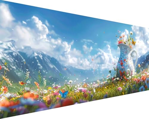 Malen Nach Zahlen Erwachsene Blume Malen Nach Zahlen Landschaft Paint by Numbers Farbige Leinwand mit Pinselset Acrylfarben Kreativ Set für Kinder, Home Wand Deko Wohnzimmer Geschenke 100x200cm p4-23V von BAIYAACO