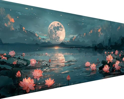 Malen Nach Zahlen Erwachsene Blume Malen Nach Zahlen Mond Paint by Numbers Farbige Leinwand mit Pinselset Acrylfarben Kreativ Set für Erwachsene, Home Wand Deko Wohnzimmer Geschenke 40x80cm x4-62 von BAIYAACO