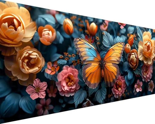 Malen Nach Zahlen Erwachsene Blume Malen Nach Zahlen Schmetterling Paint by Numbers Farbige Leinwand mit Pinselset Acrylfarben Kreativ Set für Erwachsene, Home Wand Deko Wohnzimmer 100x200cm p4-273 von BAIYAACO