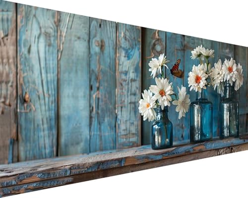 Malen Nach Zahlen Erwachsene Blume Malen Nach Zahlen Vase Paint by Numbers Farbige Leinwand mit Pinselset Acrylfarben Kreativ Set für Erwachsene, Home Wand Deko Wohnzimmer Geschenke 80x160cm b4-25D von BAIYAACO