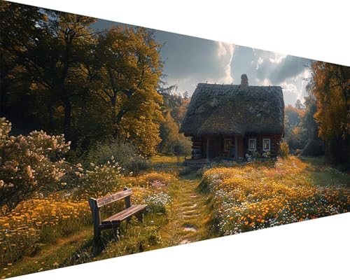 Malen Nach Zahlen Erwachsene Fallen Malen Nach Zahlen Landschaft Paint by Numbers Farbige Leinwand mit Pinselset Acrylfarben Kreativ Set für Erwachsene, Home Wand Deko Wohnzimmer 100x200cm f4-198 von BAIYAACO