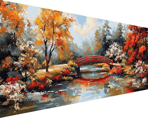 Malen Nach Zahlen Erwachsene Fallen Malen Nach Zahlen Landschaft Paint by Numbers Farbige Leinwand mit Pinselset Acrylfarben Kreativ Set für Kinder, Home Wand Deko Wohnzimmer Geschenke 80x160cm g4-82 von BAIYAACO