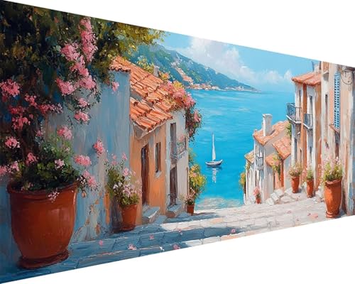 Malen Nach Zahlen Erwachsene Haus Malen Nach Zahlen Meer Paint by Numbers Farbige Leinwand mit Pinselset Acrylfarben Kreativ Set für Erwachsene, Home Wand Deko Wohnzimmer Geschenke 100x200cm e4-28X Malen Nach Zahlen Erwachsene Haus Malen Nach Zahlen Meer Paint by Numbers Farbige Leinwand mit Pinselset Acrylfarben Kreativ Set für Erwachsene, Home Wand Deko Wohnzimmer Geschenke 100x200cm e4-28X von BAIYAACO