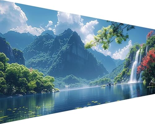 Malen Nach Zahlen Erwachsene Landschaft Malen Nach Zahlen Berg Paint by Numbers Farbige Leinwand mit Pinselset Acrylfarben Kreativ Set für Kinder, Home Wand Deko Wohnzimmer Geschenke 100x200cm o4-89 von BAIYAACO