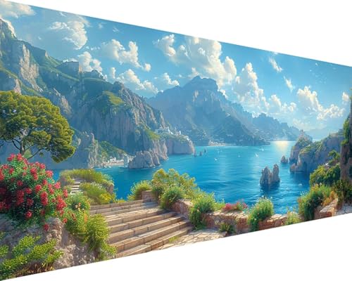 Malen Nach Zahlen Erwachsene Landschaft Malen Nach Zahlen Berg Paint by Numbers Farbige Leinwand mit Pinselset Acrylfarben Kreativ Set für Kinder, Home Wand Deko Wohnzimmer Geschenke 30x60cm k4-20P von BAIYAACO