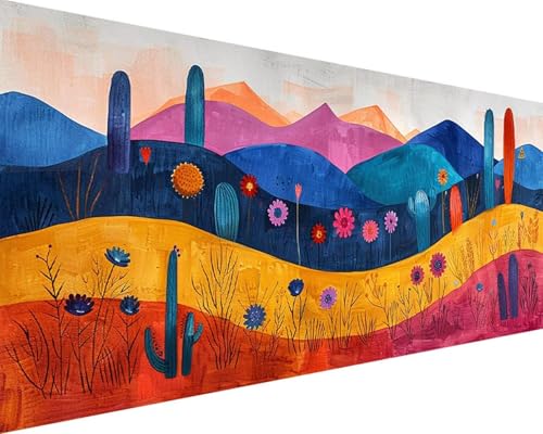 Malen Nach Zahlen Erwachsene Landschaft Malen Nach Zahlen Berg Paint by Numbers Farbige Leinwand mit Pinselset Acrylfarben Kreativ Set für Kinder, Home Wand Deko Wohnzimmer Geschenke 30x60cm m4-28C von BAIYAACO