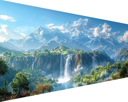 Malen Nach Zahlen Erwachsene Landschaft Malen Nach Zahlen Berg Paint by Numbers Farbige Leinwand mit Pinselset Acrylfarben Kreativ Set für Kinder, Home Wand Deko Wohnzimmer Geschenke 50x100cm l4-113 von BAIYAACO