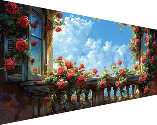 Malen Nach Zahlen Erwachsene Landschaft Malen Nach Zahlen Blume Paint by Numbers Farbige Leinwand mit Pinselset Acrylfarben Kreativ Set für Kinder, Home Wand Deko Wohnzimmer Geschenke 100x200cm e4-17N von BAIYAACO