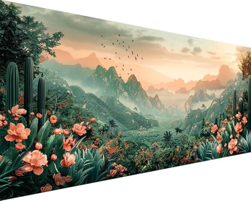 Malen Nach Zahlen Erwachsene Landschaft Malen Nach Zahlen Blume Paint by Numbers Farbige Leinwand mit Pinselset Acrylfarben Kreativ Set für Kinder, Home Wand Deko Wohnzimmer Geschenke 100x200cm i4-5U von BAIYAACO