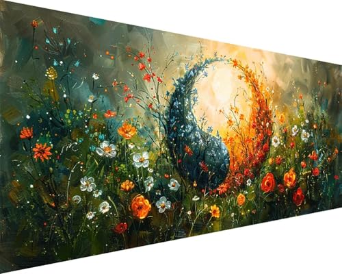 Malen Nach Zahlen Erwachsene Landschaft Malen Nach Zahlen Blume Paint by Numbers Farbige Leinwand mit Pinselset Acrylfarben Kreativ Set für Kinder, Home Wand Deko Wohnzimmer Geschenke 100x200cm l4-121 von BAIYAACO