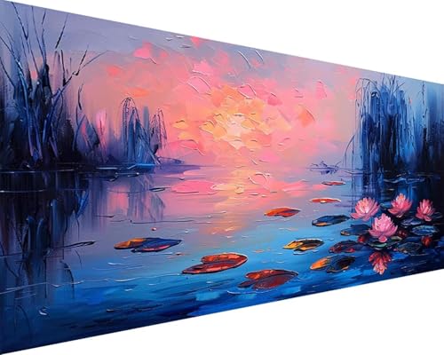 Malen Nach Zahlen Erwachsene Landschaft Malen Nach Zahlen Blume Paint by Numbers Farbige Leinwand mit Pinselset Acrylfarben Kreativ Set für Kinder, Home Wand Deko Wohnzimmer Geschenke 40x80cm o4-11G von BAIYAACO