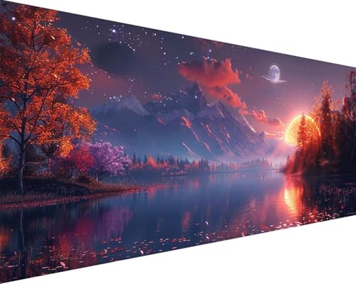 Malen Nach Zahlen Erwachsene Landschaft Malen Nach Zahlen Fallen Paint by Numbers Farbige Leinwand mit Pinselset Acrylfarben Kreativ Set für Erwachsene, Home Wand Deko Wohnzimmer 100x200cm i4-20P von BAIYAACO