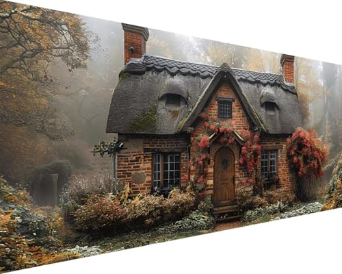 Malen Nach Zahlen Erwachsene Landschaft Malen Nach Zahlen Haus Paint by Numbers Farbige Leinwand mit Pinselset Acrylfarben Kreativ Set für Kinder, Home Wand Deko Wohnzimmer Geschenke 40x80cm a4-12T von BAIYAACO