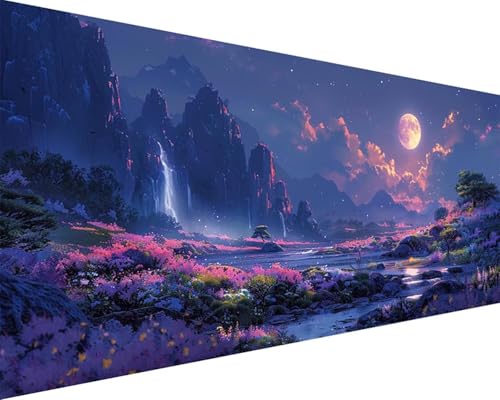 Malen Nach Zahlen Erwachsene Landschaft Malen Nach Zahlen Mond Paint by Numbers Farbige Leinwand mit Pinselset Acrylfarben Kreativ Set für Kinder, Home Wand Deko Wohnzimmer Geschenke 100x200cm r4-238 von BAIYAACO