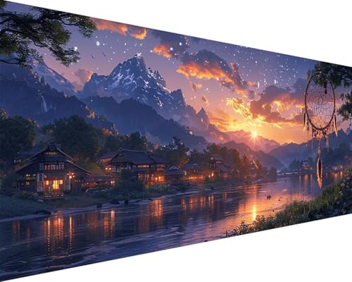 Malen Nach Zahlen Erwachsene Landschaft Malen Nach Zahlen Sternenhimmel Paint by Numbers Farbige Leinwand mit Pinselset Acrylfarben Kreativ Set für Kinder, Home Wand Deko Geschenke 100x200cm y4-236 von BAIYAACO