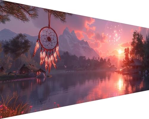 Malen Nach Zahlen Erwachsene Landschaft Malen Nach Zahlen Traumfänger Paint by Numbers Farbige Leinwand mit Pinselset Acrylfarben Kreativ Set für Erwachsene, Home Wand Deko Wohnzimmer 50x100cm o4-23X von BAIYAACO