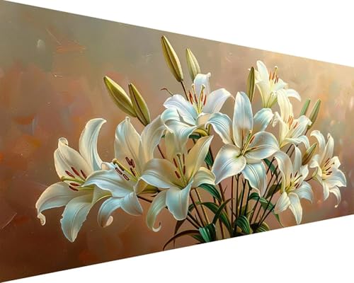 Malen Nach Zahlen Erwachsene Lilie Malen Nach Zahlen Blume Paint by Numbers Farbige Leinwand mit Pinselset Acrylfarben Kreativ Set für Erwachsene, Home Wand Deko Wohnzimmer Geschenke 100x200cm x4-263 von BAIYAACO