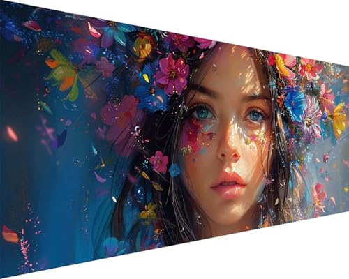 Malen Nach Zahlen Erwachsene Mädchen Malen Nach Zahlen Blume Paint by Numbers Farbige Leinwand mit Pinselset Acrylfarben Kreativ Set für Kinder, Home Wand Deko Wohnzimmer Geschenke 100x200cm h4-15P von BAIYAACO