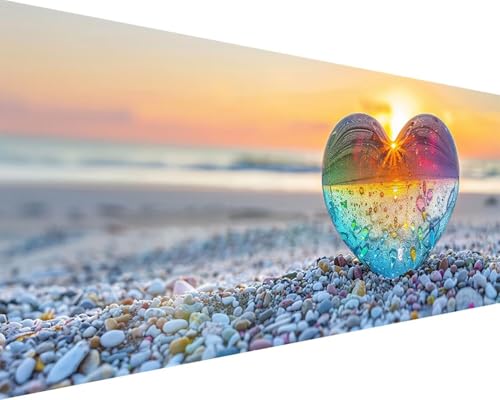 Malen Nach Zahlen Erwachsene Meer Malen Nach Zahlen Liebe Paint by Numbers Farbige Leinwand mit Pinselset Acrylfarben Kreativ Set für Erwachsene, Home Wand Deko Wohnzimmer Geschenke 50x100cm t4-23P von BAIYAACO