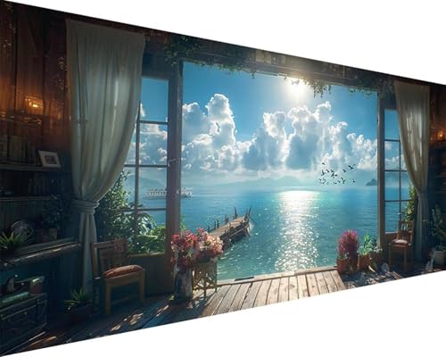 Malen Nach Zahlen Erwachsene Meer Malen Nach Zahlen Strand Paint by Numbers Farbige Leinwand mit Pinselset Acrylfarben Kreativ Set für Erwachsene, Home Wand Deko Wohnzimmer Geschenke 50x100cm k4-19S Malen Nach Zahlen Erwachsene Meer Malen Nach Zahlen Strand Paint by Numbers Farbige Leinwand mit Pinselset Acrylfarben Kreativ Set für Erwachsene, Home Wand Deko Wohnzimmer Geschenke 50x100cm k4-19S von BAIYAACO
