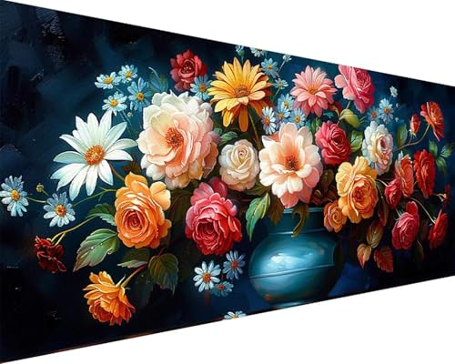 Malen Nach Zahlen Erwachsene Rose Malen Nach Zahlen Blume Paint by Numbers Farbige Leinwand mit Pinselset Acrylfarben Kreativ Set für Erwachsene, Home Wand Deko Wohnzimmer Geschenke 100x200cm e4-112 von BAIYAACO