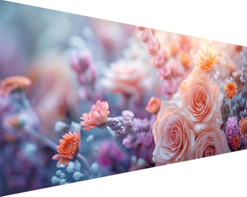 Malen Nach Zahlen Erwachsene Rose Malen Nach Zahlen Blume Paint by Numbers Farbige Leinwand mit Pinselset Acrylfarben Kreativ Set für Erwachsene, Home Wand Deko Wohnzimmer Geschenke 40x80cm a4-157 von BAIYAACO