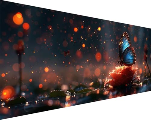 Malen Nach Zahlen Erwachsene Schmetterling Malen Nach Zahlen Blume Paint by Numbers Farbige Leinwand mit Pinselset Acrylfarben Kreativ Set für Erwachsene, Home Wand Deko Wohnzimmer 100x200cm w4-5Y von BAIYAACO