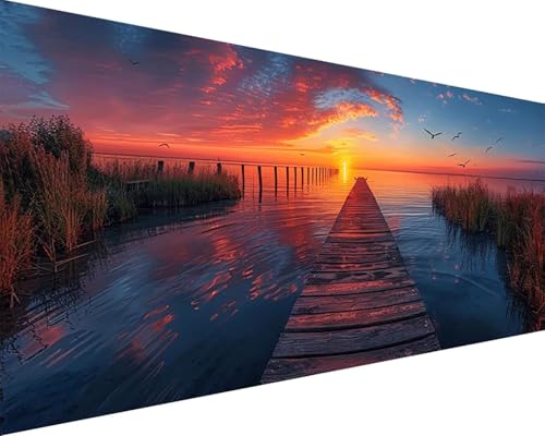 Malen Nach Zahlen Erwachsene Sonnenuntergang Malen Nach Zahlen Landschaft Paint by Numbers Farbige Leinwand mit Pinselset Acrylfarben Kreativ Set für Kinder, Home Wand Deko Geschenke 30x60cm g4-242 von BAIYAACO