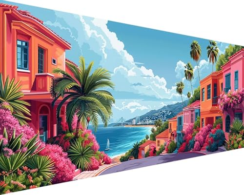 Malen Nach Zahlen Erwachsene Stadt Malen Nach Zahlen Haus Paint by Numbers Farbige Leinwand mit Pinselset Acrylfarben Kreativ Set für Erwachsene, Home Wand Deko Wohnzimmer Geschenke 40x80cm m4-17T Malen Nach Zahlen Erwachsene Stadt Malen Nach Zahlen Haus Paint by Numbers Farbige Leinwand mit Pinselset Acrylfarben Kreativ Set für Erwachsene, Home Wand Deko Wohnzimmer Geschenke 40x80cm m4-17T von BAIYAACO