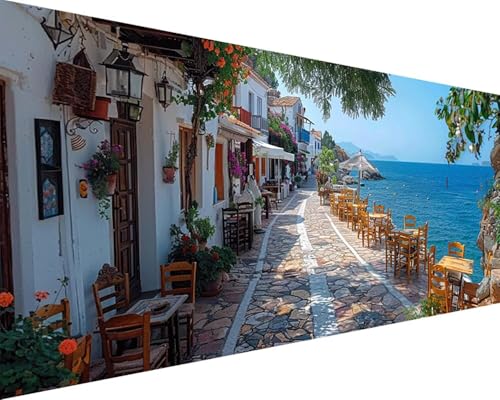 Malen Nach Zahlen Erwachsene Stadt Malen Nach Zahlen Straße Paint by Numbers Farbige Leinwand mit Pinselset Acrylfarben Kreativ Set für Erwachsene, Home Wand Deko Wohnzimmer Geschenke 30x60cm t4-27 von BAIYAACO