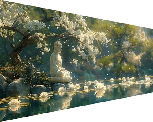 Malen Nach Zahlen Erwachsene Zen Malen Nach Zahlen Blume Paint by Numbers Farbige Leinwand mit Pinselset Acrylfarben Kreativ Set für Erwachsene, Home Wand Deko Wohnzimmer Geschenke 100x200cm x4-145 von BAIYAACO
