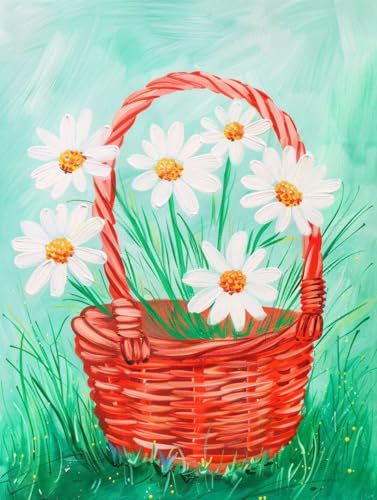 Malen Nach Zahlen Erwachsene ohne Rahmen Blume Malen Nach Zahlen Blumenkorb Paint by Numbers Farbige Leinwand mit Pinselset Acrylfarben Kreativ Set für Erwachsene, Zimmer Deko Geschenke 30x40cm -g14G von BAIYAACO