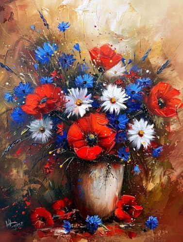 Malen Nach Zahlen Erwachsene ohne Rahmen Blume Malen Nach Zahlen Gänseblümchen Paint by Numbers Farbige Leinwand mit 3 - Pinselset Acrylfarben Kreativ Set für Erwachsene, Zimmer Deko 30x40cm -v188 von BAIYAACO
