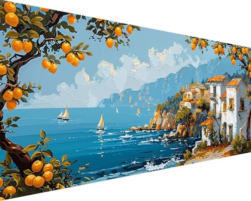 Malen Nach Zahlen Fallen Malen Nach Zahlen Erwachsene Haus Paint by Numbers mit 3 Pinseln und Acrylfarben Handgemalt Ölgemälde Farbige Leinwand Set, Geschenke für Frauen, Zimmer Deko 80x160cm k3-219 von BAIYAACO