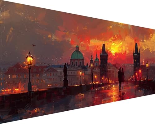 Malen Nach Zahlen Fallen Malen Nach Zahlen Erwachsene Sonnenuntergang Paint by Numbers Kits mit Pinseln und Acrylfarben Handgemalt Ölgemälde Farbige Leinwand Set, Geschenke für Frauen 80x160cm h3-27G von BAIYAACO